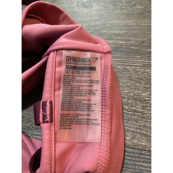 Gymshark Asymmetric Sports Bra - Dusky Pink/Dark Ruby Size XS - Picture 4 of 5
